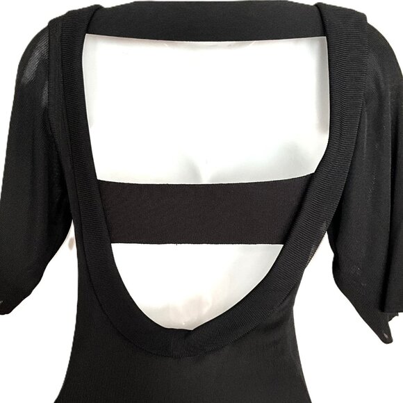 Herve Leger Paris Black Sequin Panel Open-Back Knit Dress-Size M - Picture 6 of 11